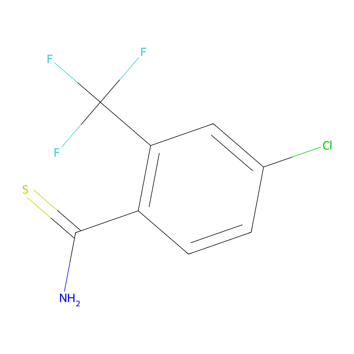 4-Chloro-2-(trifluoromethyl)benzene-1-carbothioamide molecular structure, CAS 1515596-98-1