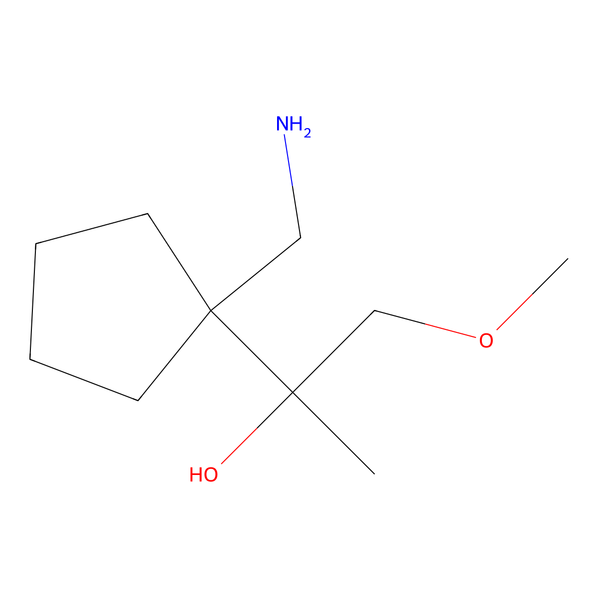 2-[1-(Aminomethyl)cyclopentyl]-1-methoxypropan-2-ol molecular structure, CAS 1515609-49-0