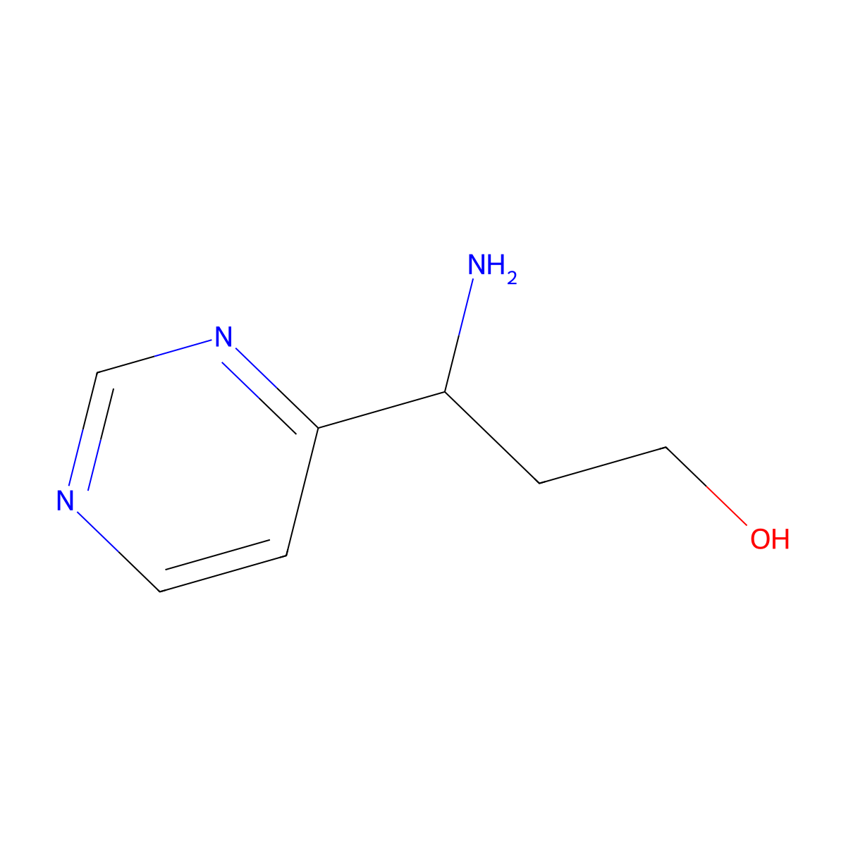 3-Amino-3-(pyrimidin-4-yl)propan-1-ol molecular structure, CAS 1515615-16-3