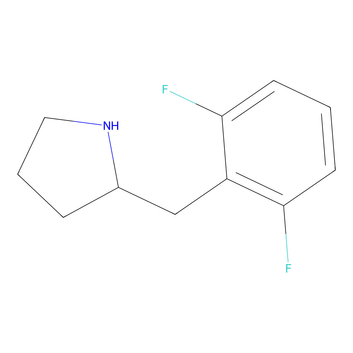 2-[(2,6-Difluorophenyl)methyl]pyrrolidine molecular structure, CAS 1515626-46-6