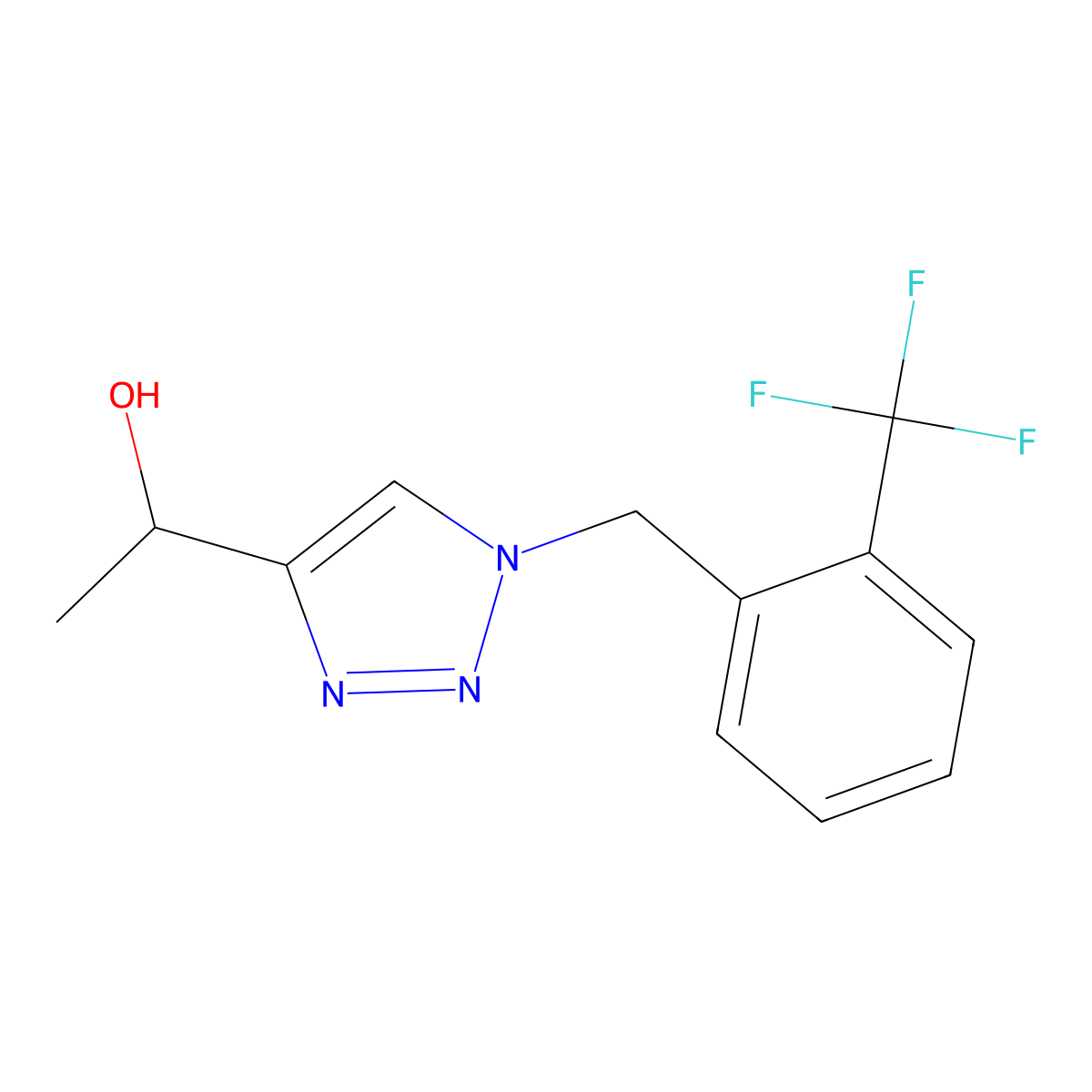1-(1-{[2-(trifluoromethyl)phenyl]methyl}-1H-1,2,3-triazol-4-yl)ethan-1-ol molecular structure, CAS 1515639-23-2