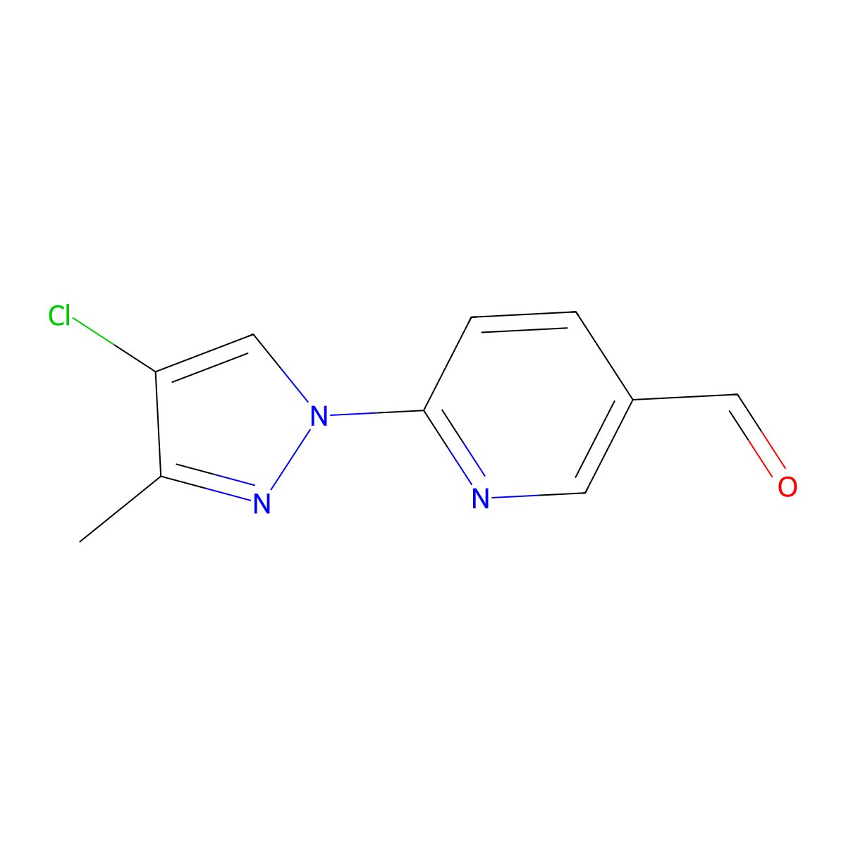 6-(4-Chloro-3-methyl-1H-pyrazol-1-YL)pyridine-3-carbaldehyde molecular structure, CAS 1515642-22-4