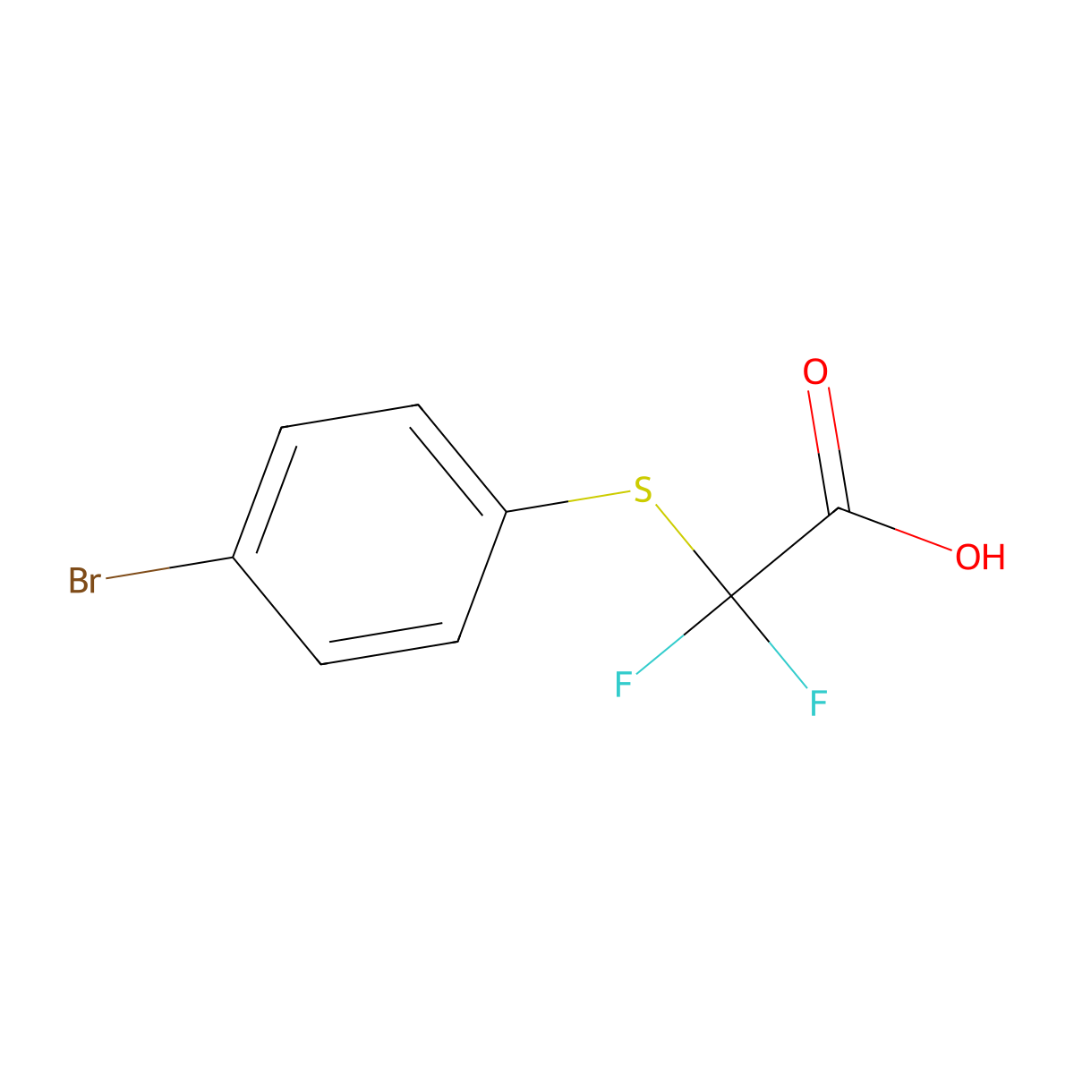 2-((4-Bromophenyl)sulfanyl)-2,2-difluoroacetic acid molecular structure, CAS 1515653-78-7
