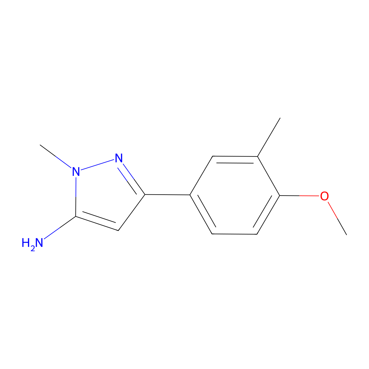 3-(4-Methoxy-3-methylphenyl)-1-methyl-1h-pyrazol-5-amine molecular structure, CAS 1515674-18-6