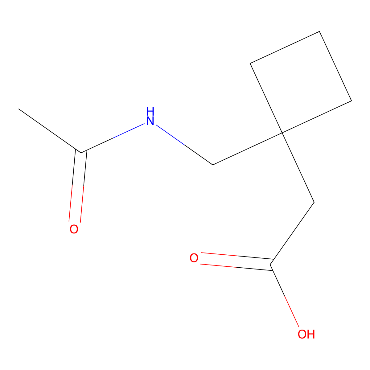 2-[1-(Acetamidomethyl)cyclobutyl]acetic acid molecular structure, CAS 1515688-05-7