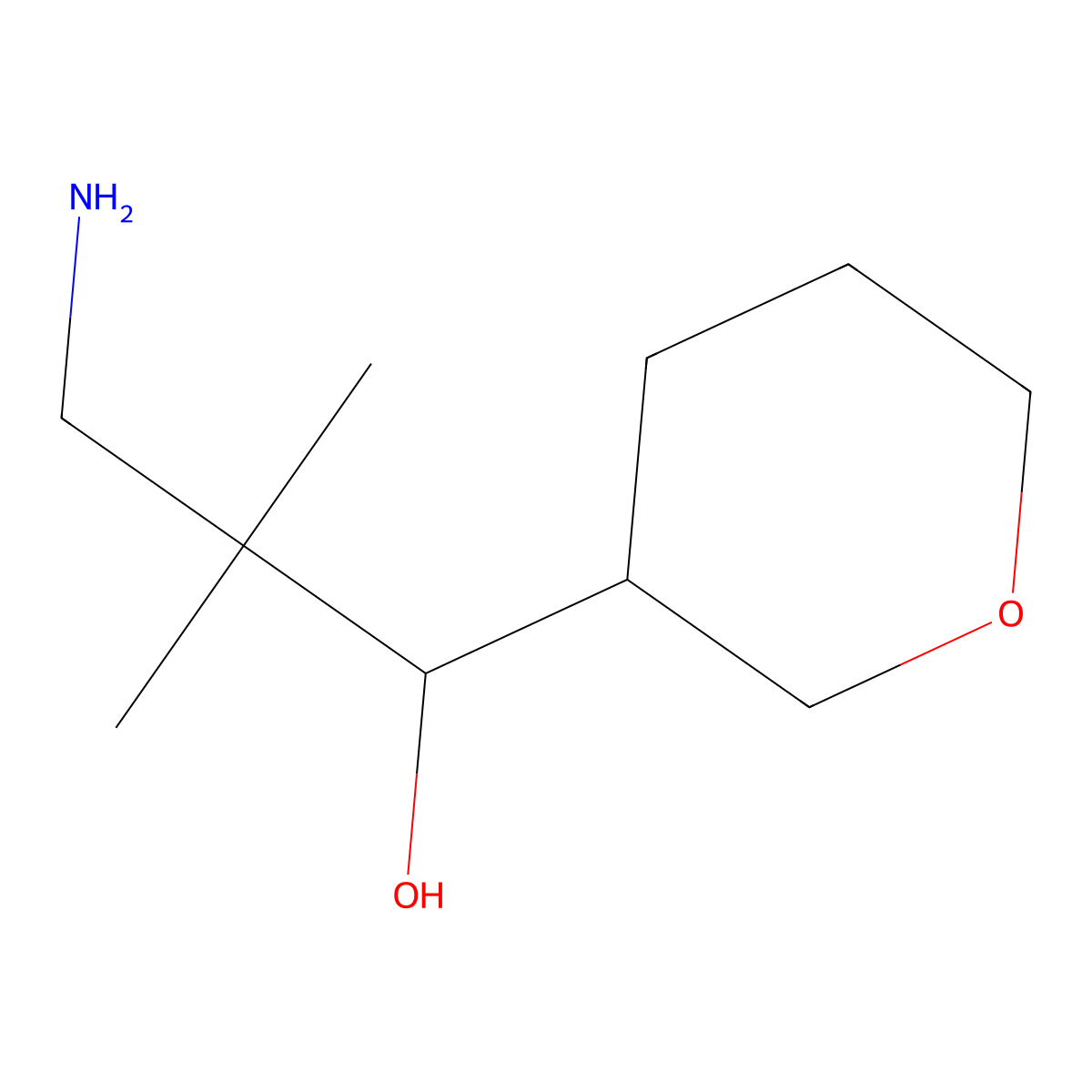3-Amino-2,2-dimethyl-1-(oxan-3-YL)propan-1-OL molecular structure, CAS 1515706-97-4