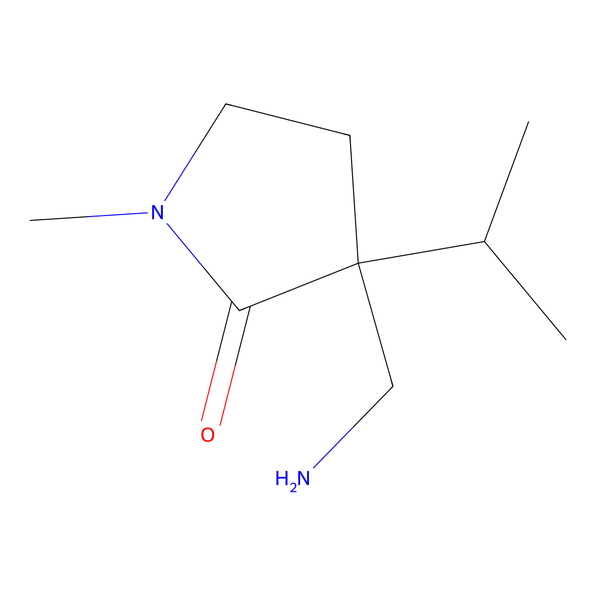 3-(Aminomethyl)-1-methyl-3-(propan-2-YL)pyrrolidin-2-one molecular structure, CAS 1515723-06-4