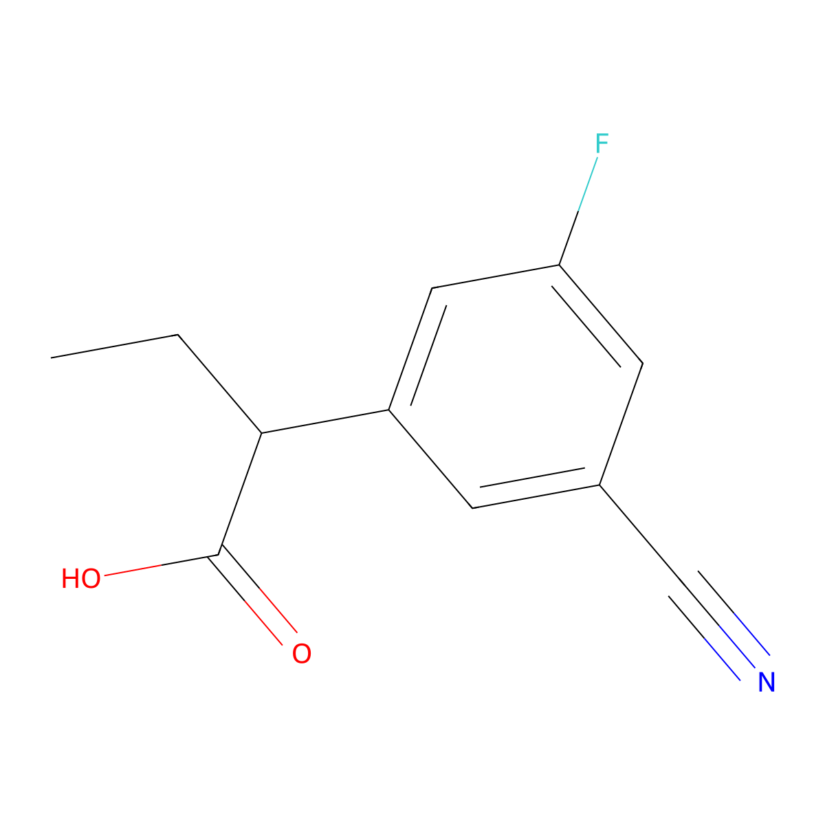 2-(3-Cyano-5-fluorophenyl)butanoic acid molecular structure, CAS 1515749-88-8
