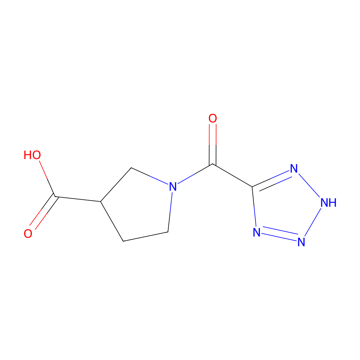 1-(1H-1,2,3,4-tetrazole-5-carbonyl)pyrrolidine-3-carboxylic acid molecular structure, CAS 1515756-30-5