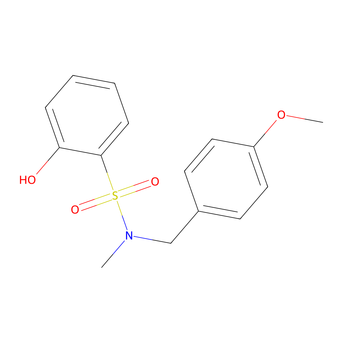 2-hydroxy-N-[(4-methoxyphenyl)methyl]-N-methylbenzene-1-sulfonamide molecular structure, CAS 1515759-64-4