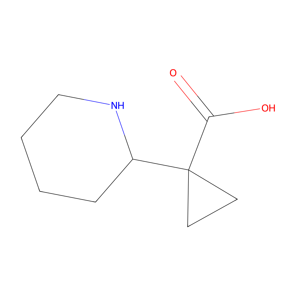 1-(Piperidin-2-yl)cyclopropane-1-carboxylic acid molecular structure, CAS 1515791-39-5