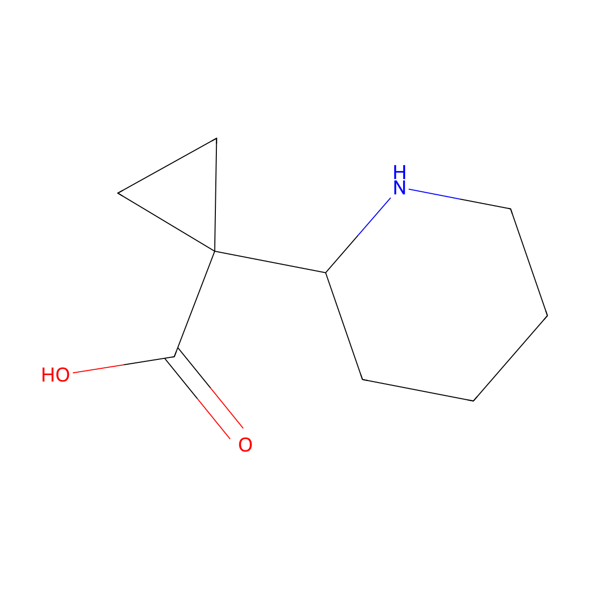 1-(Piperidin-2-yl)cyclopropane-1-carboxylic acid molecular structure, CAS 1515791-39-5