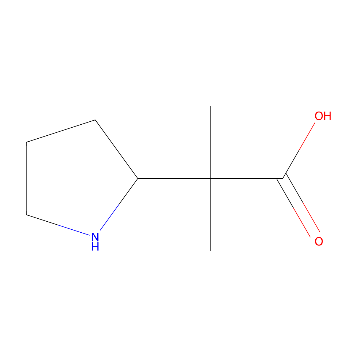 2-Methyl-2-(pyrrolidin-2-yl)propanoic acid molecular structure, CAS 1515797-21-3