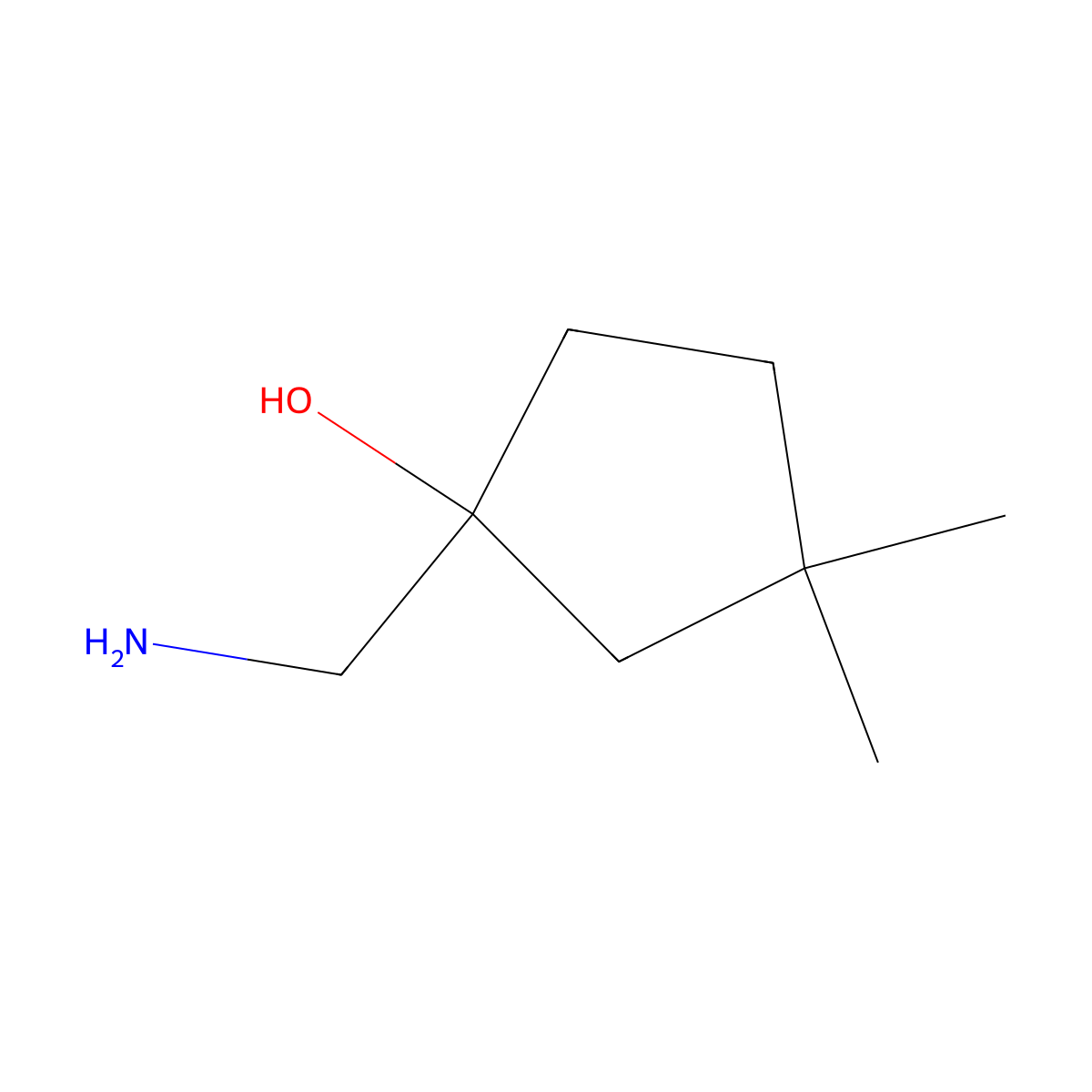 1-(Aminomethyl)-3,3-dimethylcyclopentan-1-ol molecular structure, CAS 1515804-82-6