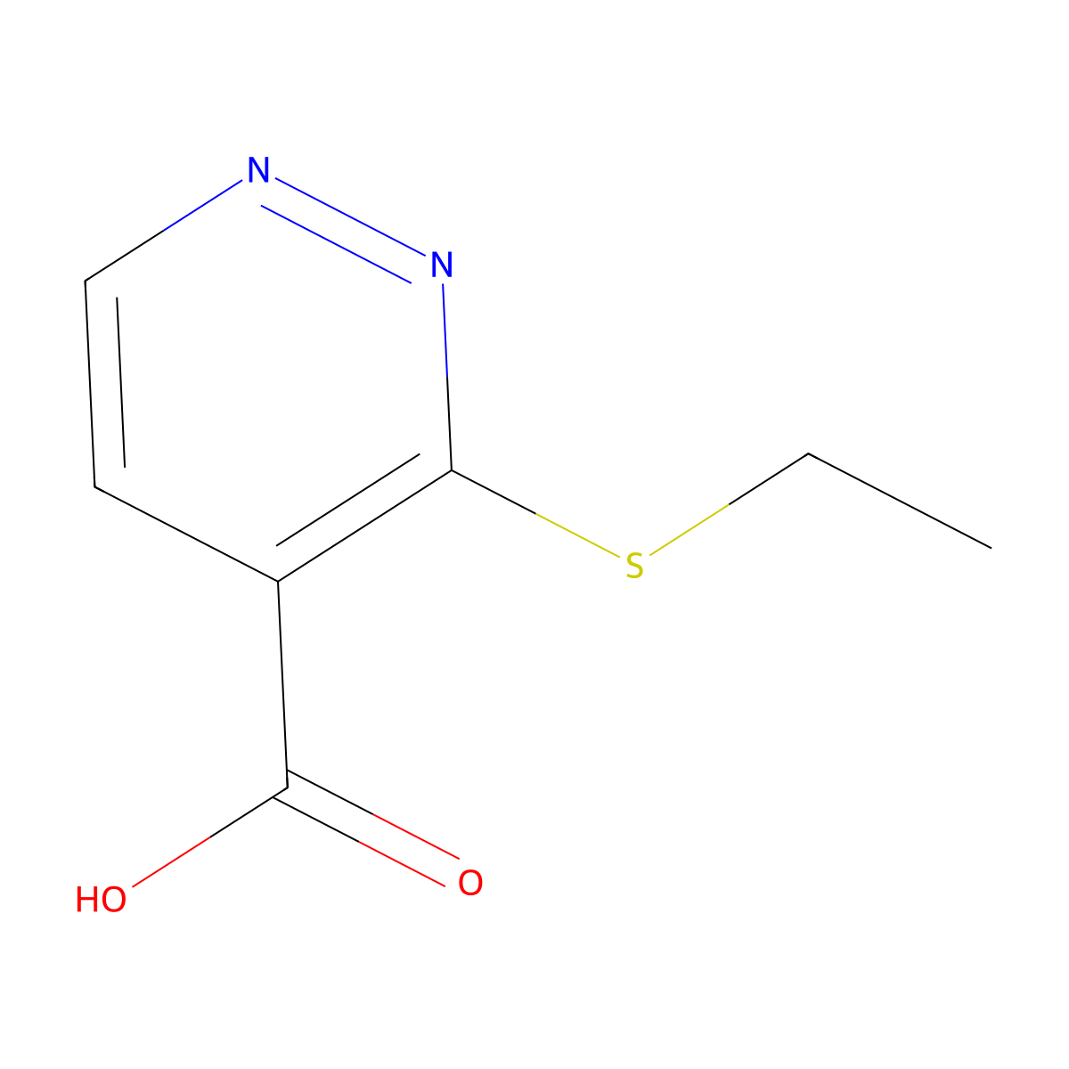 3-(Ethylsulfanyl)pyridazine-4-carboxylic acid molecular structure, CAS 1515806-54-8