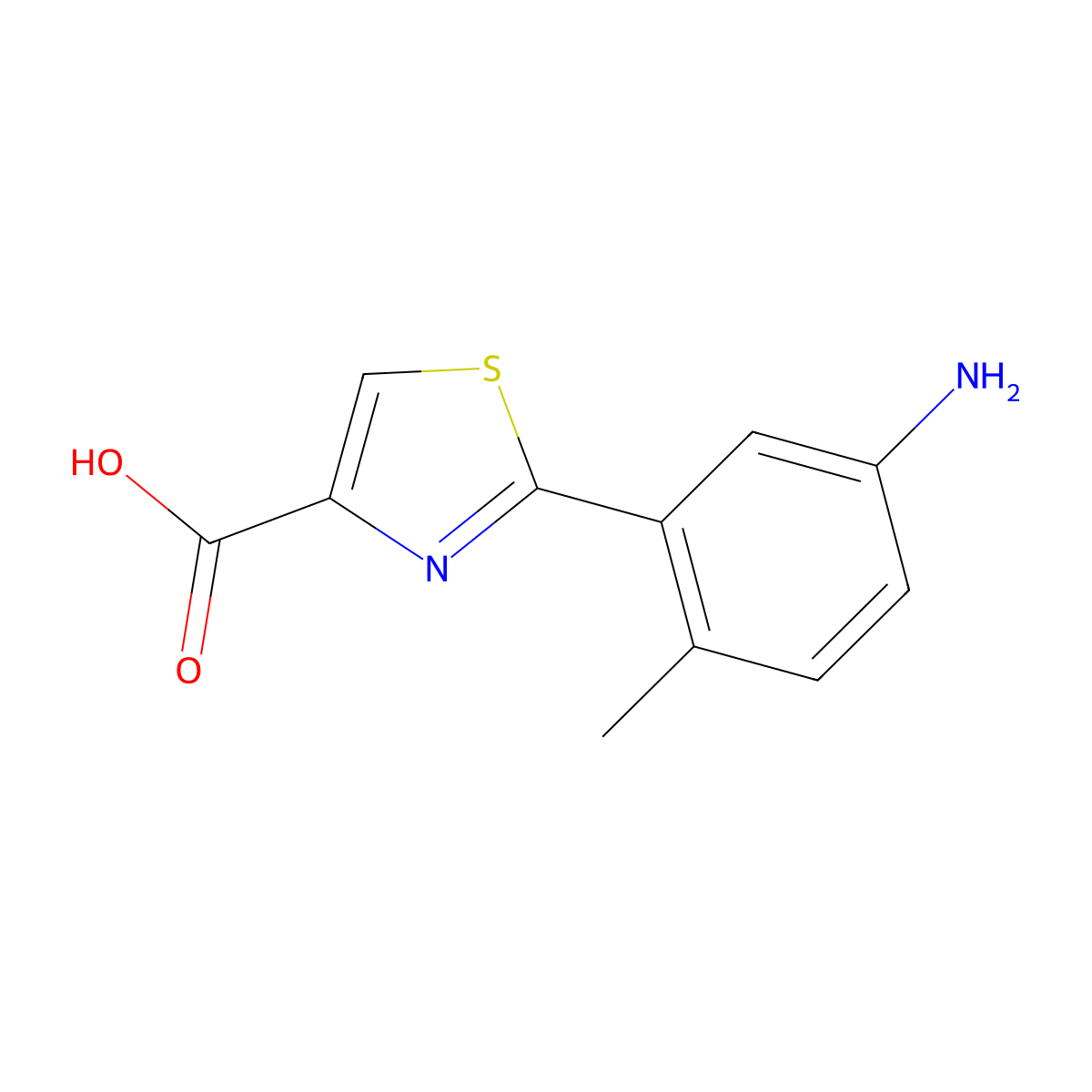 2-(5-Amino-2-methylphenyl)-1,3-thiazole-4-carboxylic acid molecular structure, CAS 1515825-42-9