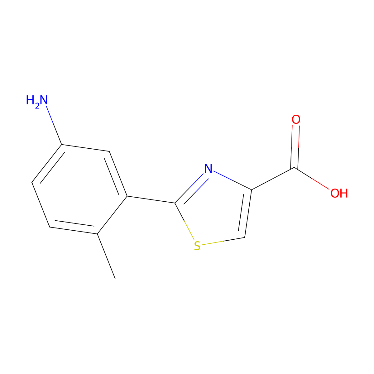 2-(5-Amino-2-methylphenyl)-1,3-thiazole-4-carboxylic acid molecular structure, CAS 1515825-42-9