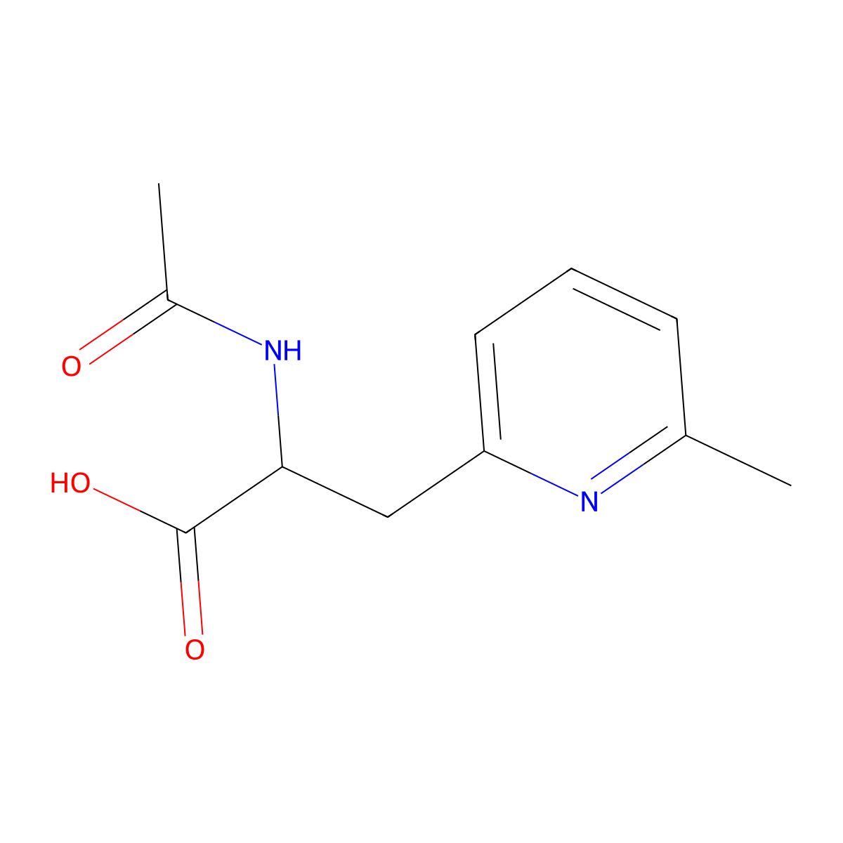 2-Acetamido-3-(6-methylpyridin-2-yl)propanoic acid molecular structure, CAS 1515831-44-3