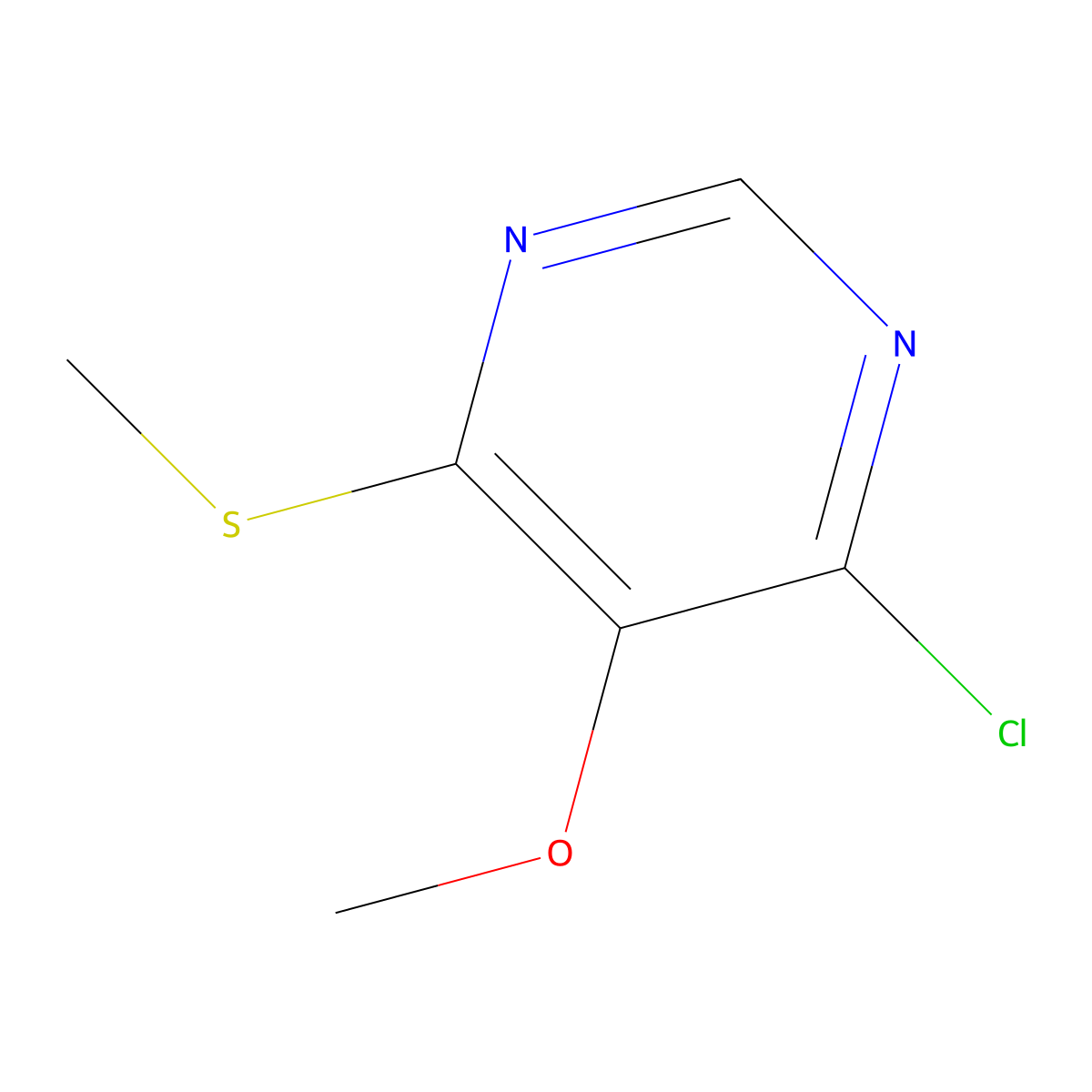 4-Chloro-5-methoxy-6-(methylsulfanyl)pyrimidine molecular structure, CAS 1515844-96-8