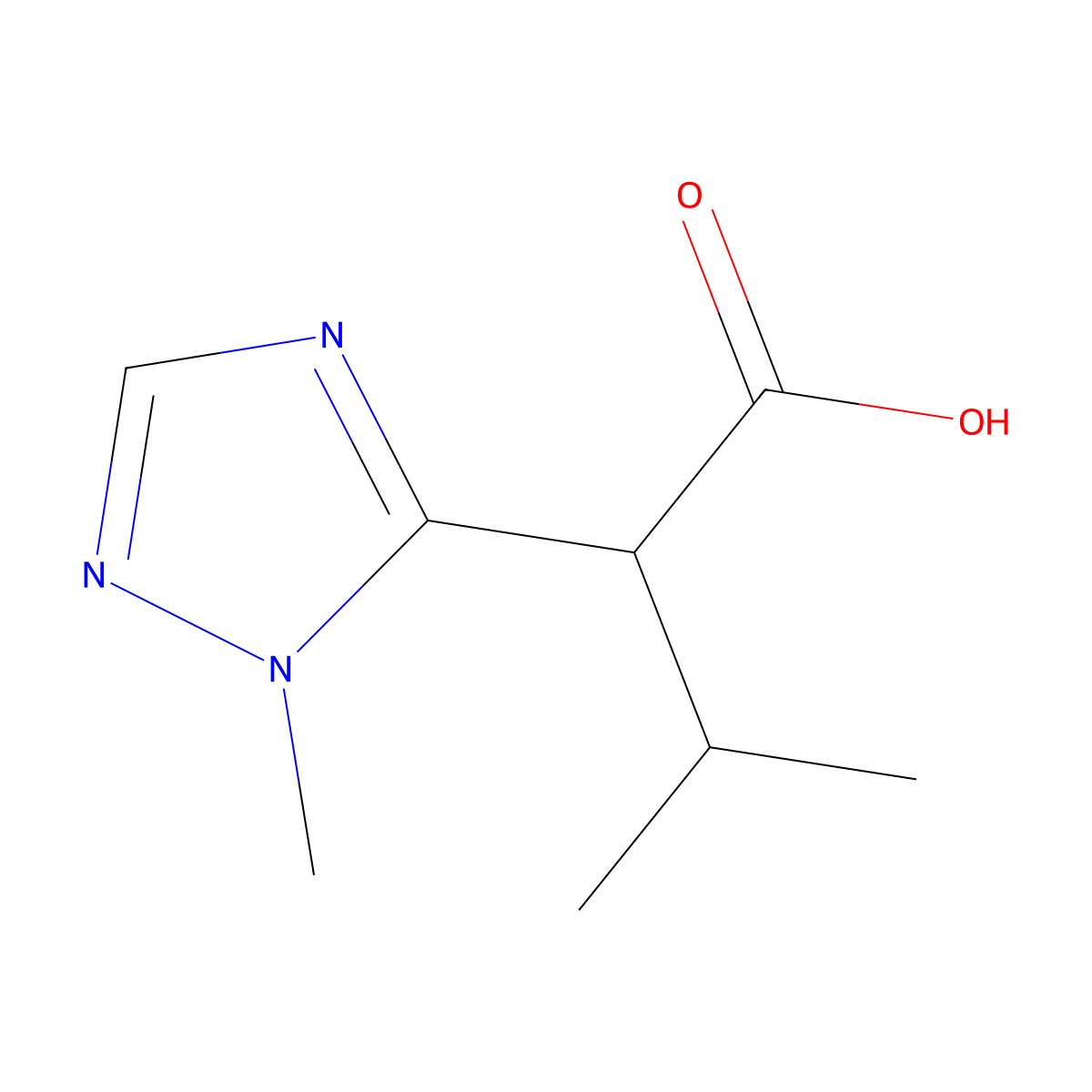 3-Methyl-2-(1-methyl-1H-1,2,4-triazol-5-yl)butanoic acid molecular structure, CAS 1515852-26-2