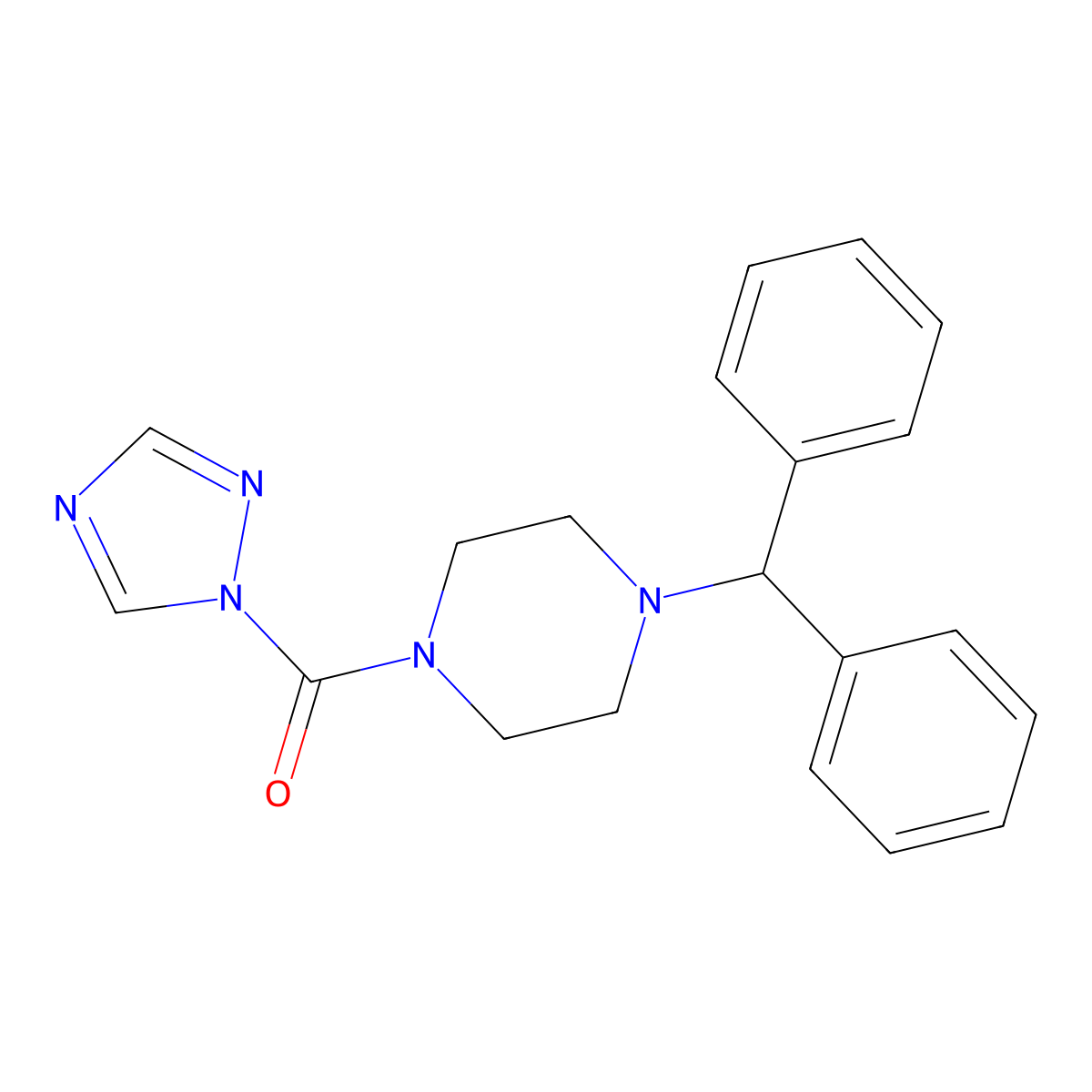 (4-Benzhydrylpiperazin-1-yl)-(1,2,4-triazol-1-yl)methanone molecular structure, CAS 1515855-85-2
