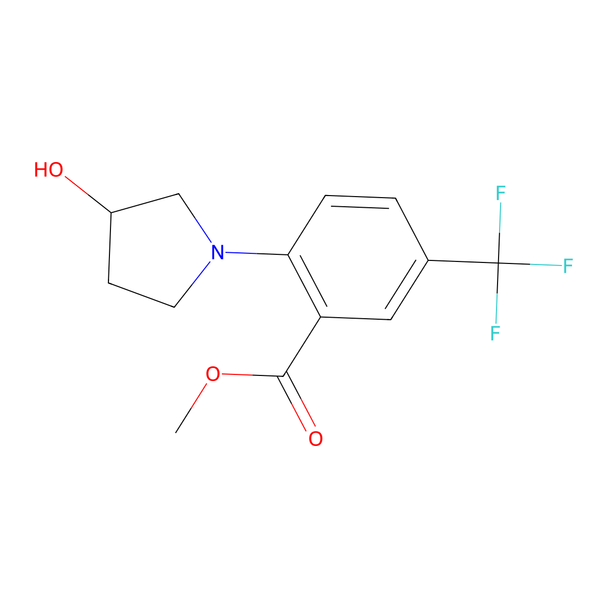 (S)-Methyl 2-(3-hydroxypyrrolidin-1-YL)-5-(trifluoromethyl)benzoate molecular structure, CAS 1515857-06-3
