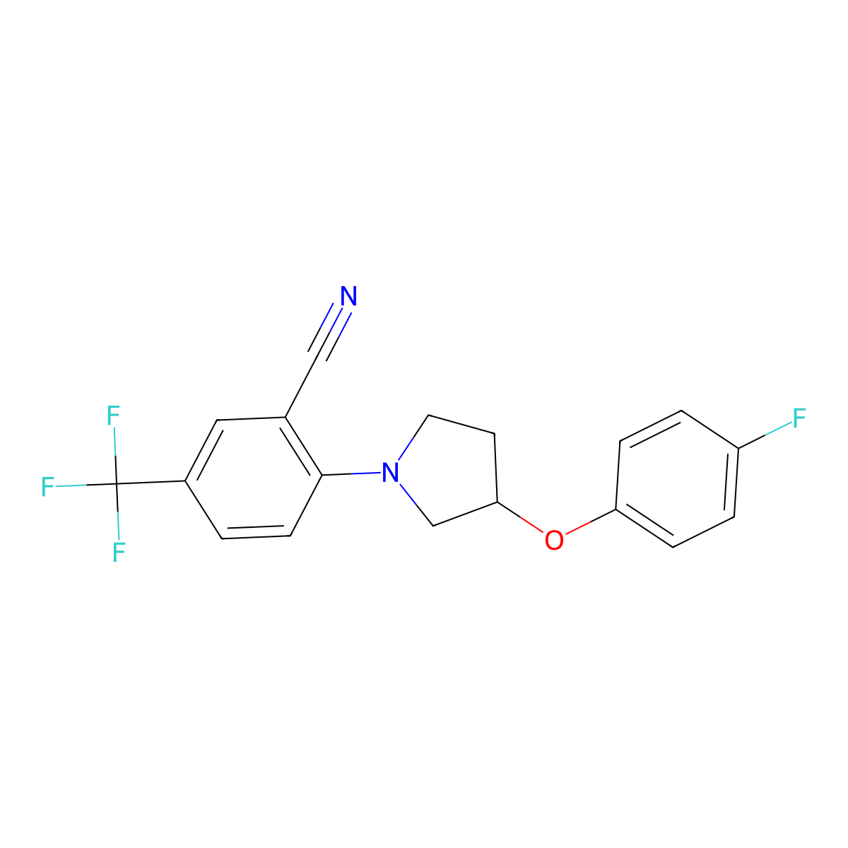 (S)-2-(3-(4-Fluorophenoxy)pyrrolidin-1-YL)-5-(trifluoromethyl)benzonitrile molecular structure, CAS 1515857-15-4