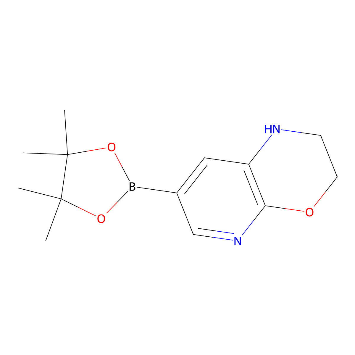 7-(tetramethyl-1,3,2-dioxaborolan-2-yl)-1H,2H,3H-pyrido(2,3-b)(1,4)oxazine molecular structure, CAS 1515866-60-0