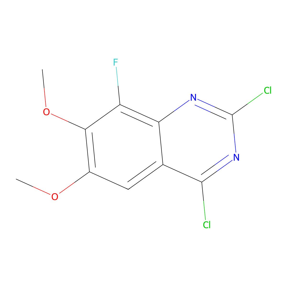 2,4-Dichloro-8-fluoro-6,7-dimethoxyquinazoline molecular structure, CAS 1515883-85-8