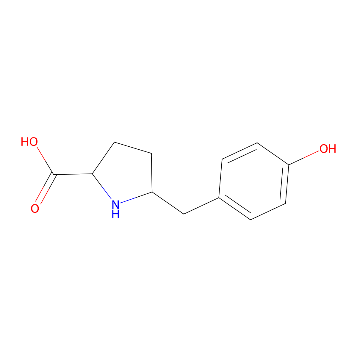 5-[(4-Hydroxyphenyl)methyl]pyrrolidine-2-carboxylic acid molecular structure, CAS 1515899-77-0
