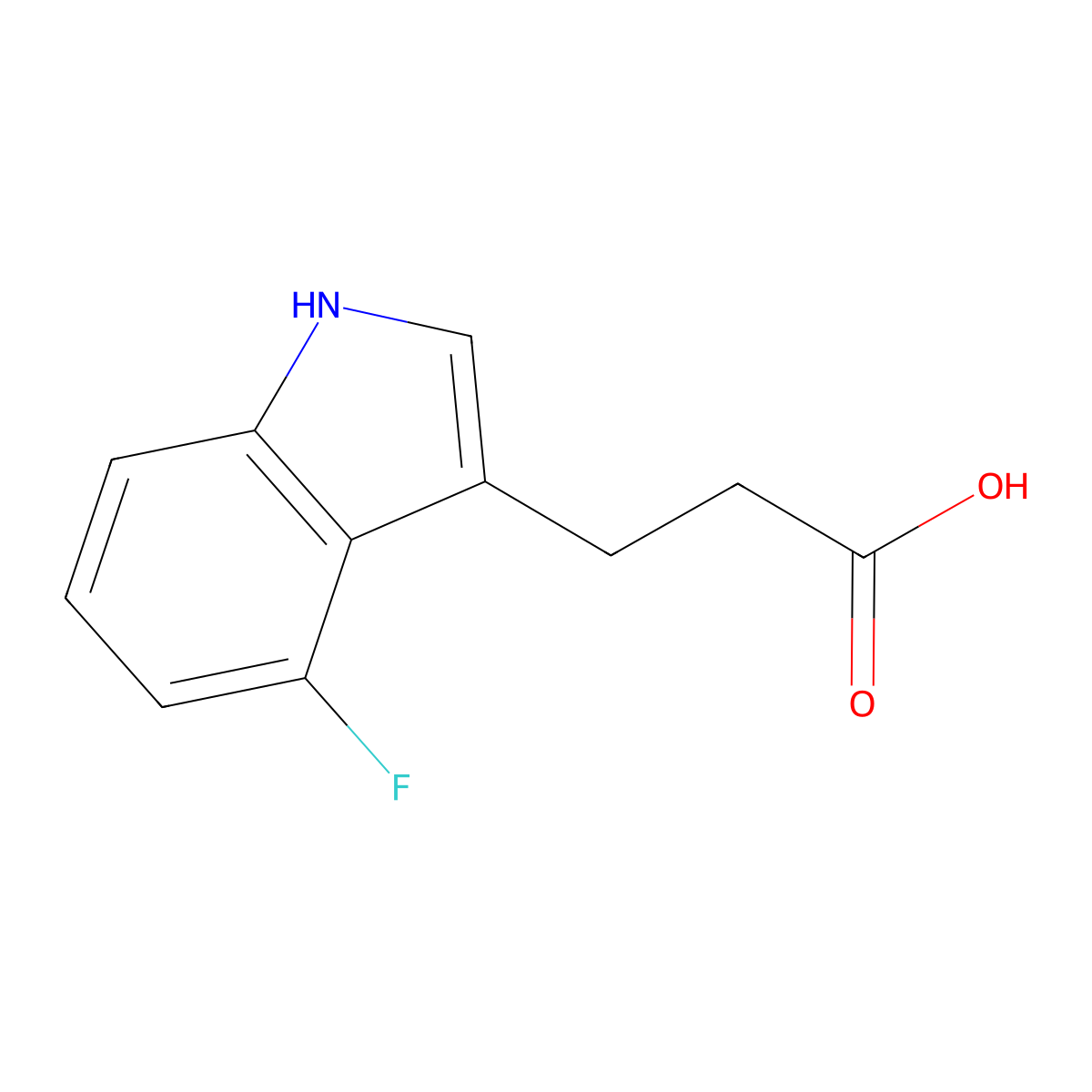 3-(4-fluoro-1H-indol-3-yl)propanoic acid molecular structure, CAS 151590-26-0