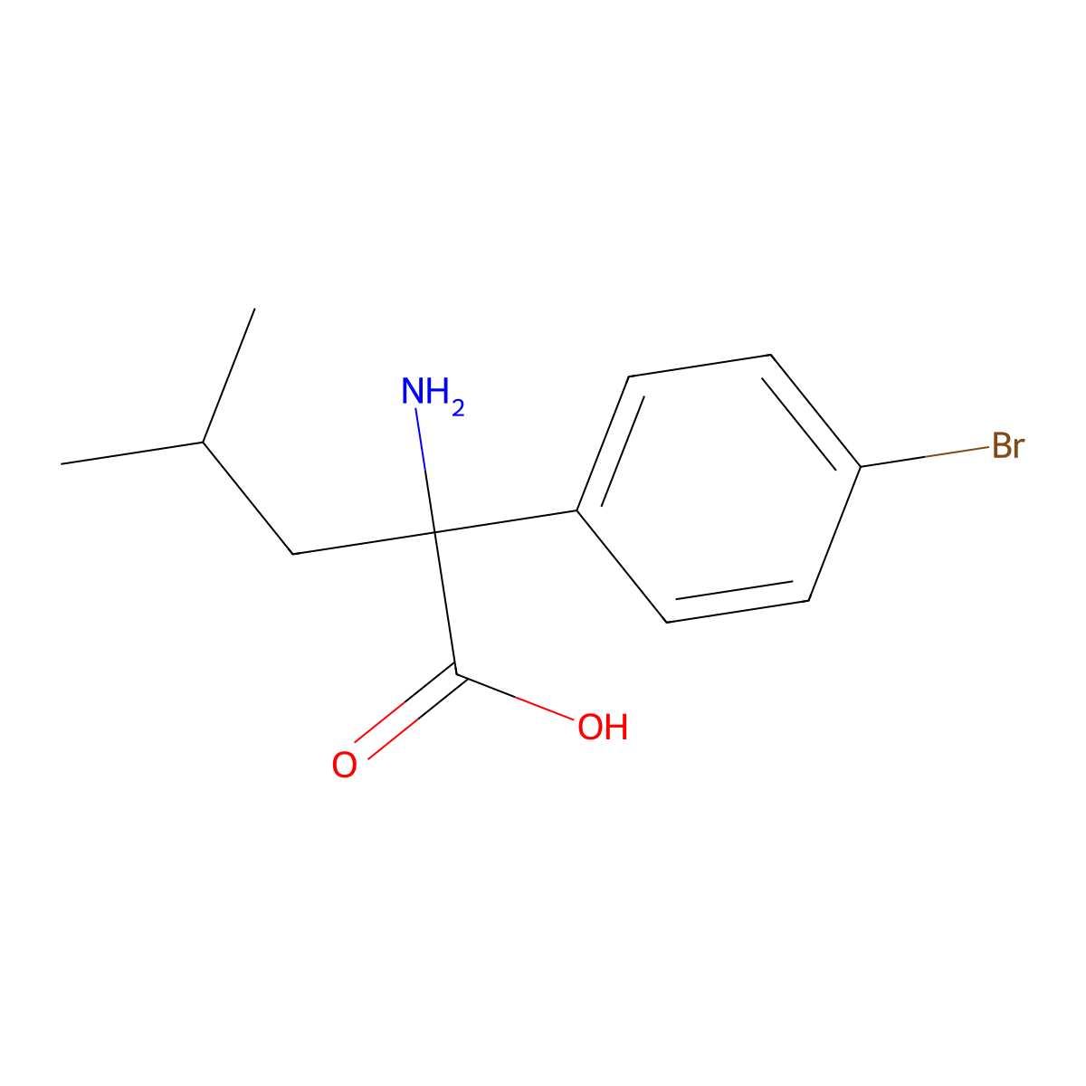 2-Amino-2-(4-bromophenyl)-4-methylpentanoic acid molecular structure, CAS 1515918-28-1