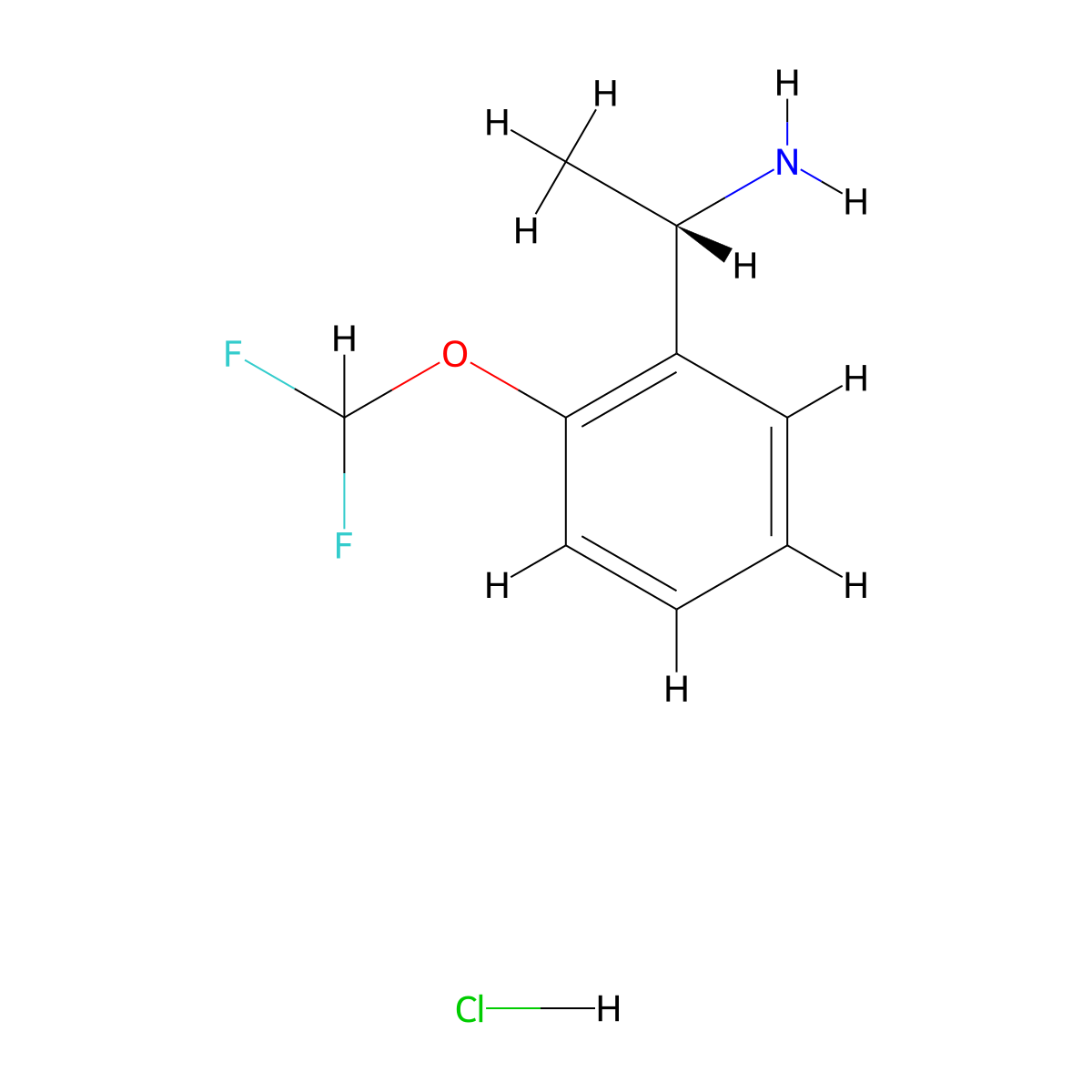 (1S)-1-[2-(difluoromethoxy)phenyl]ethanamine;hydrochloride molecular structure, CAS 1515923-13-3