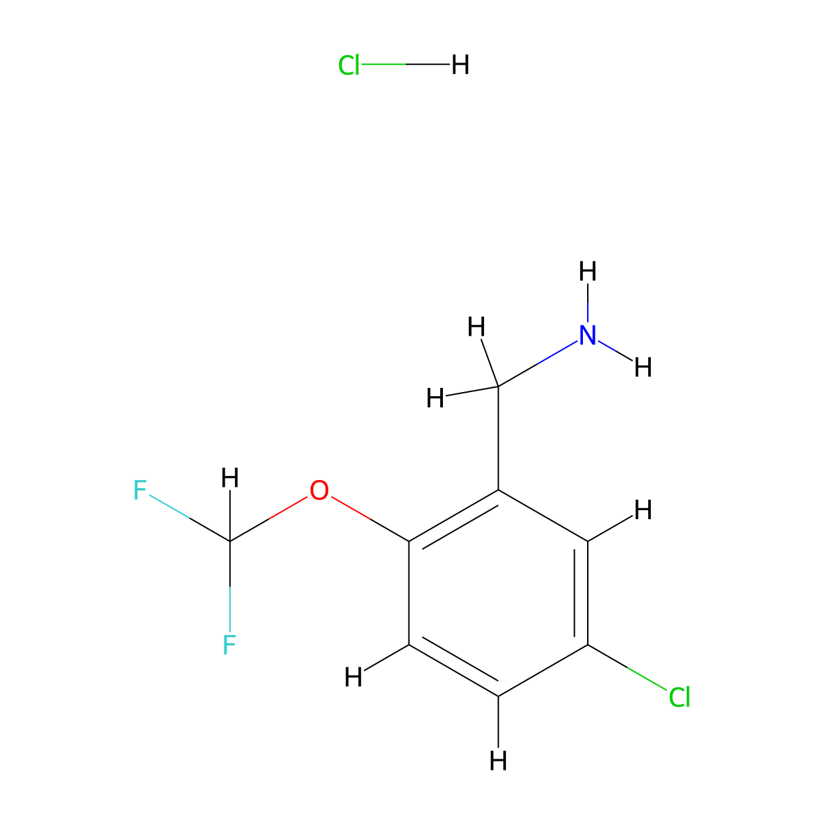 (5-Chloro-2-(difluoromethoxy)phenyl)methanamine hydrochloride molecular structure, CAS 1515924-94-3