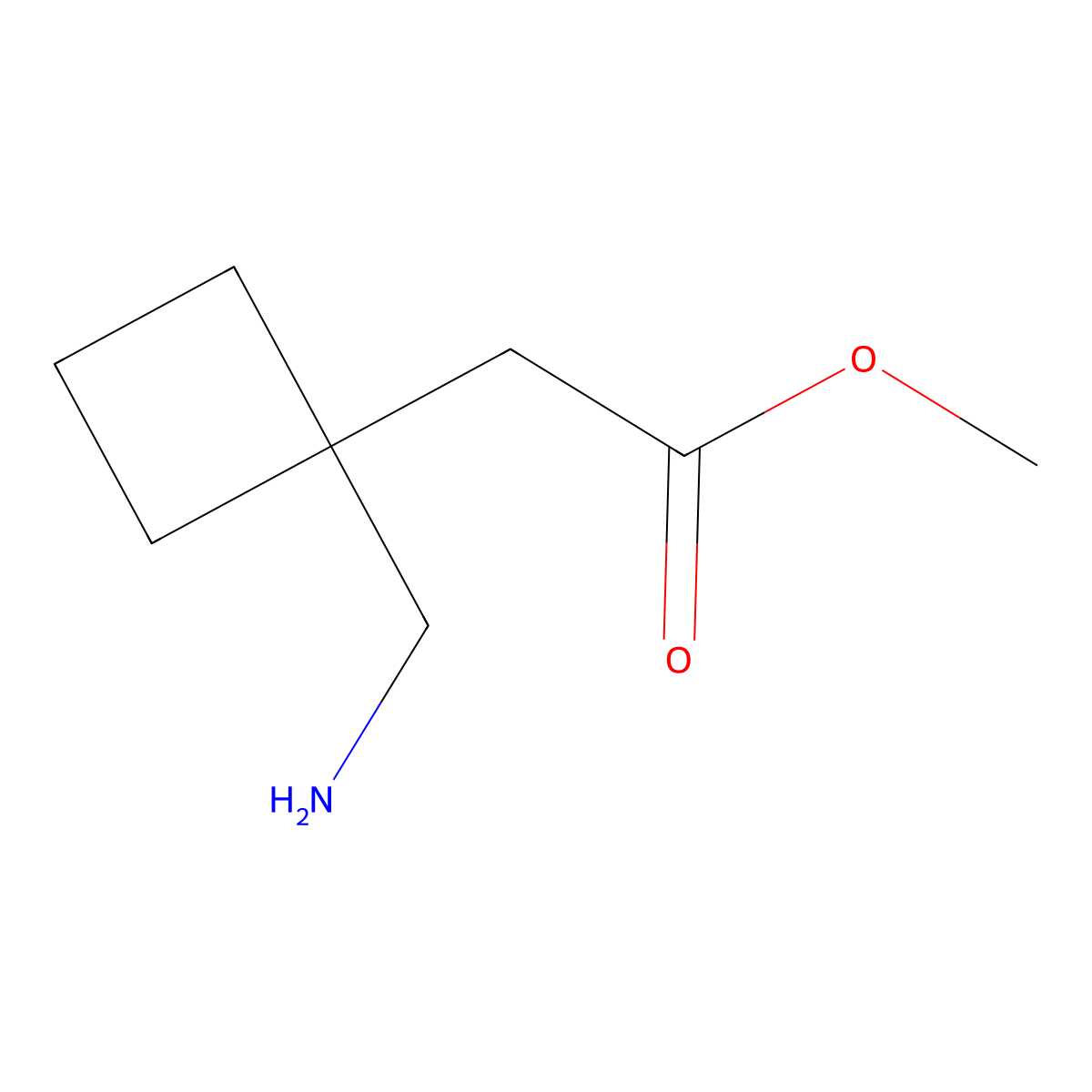 Methyl 2-[1-(aminomethyl)cyclobutyl]acetate molecular structure, CAS 1515930-33-2