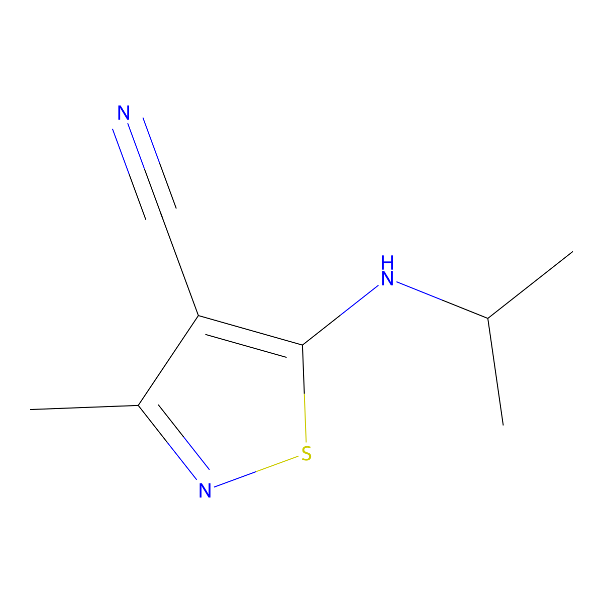 3-Methyl-5-[(propan-2-yl)amino]-1,2-thiazole-4-carbonitrile molecular structure, CAS 1515933-46-6