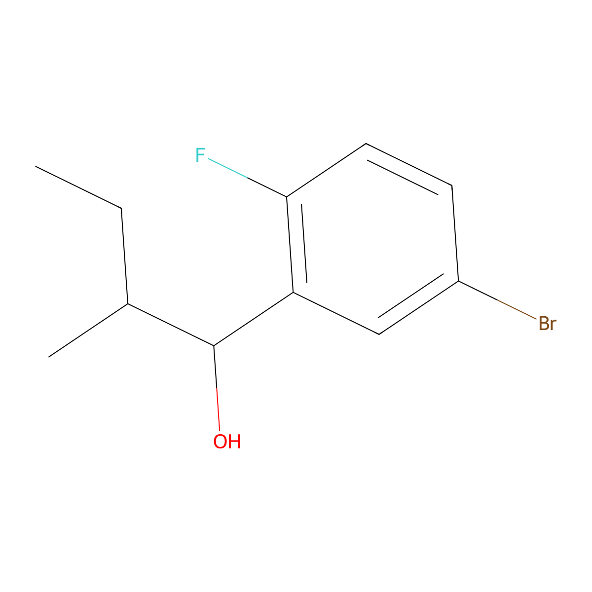 1-(5-Bromo-2-fluorophenyl)-2-methylbutan-1-ol molecular structure, CAS 1515938-12-1