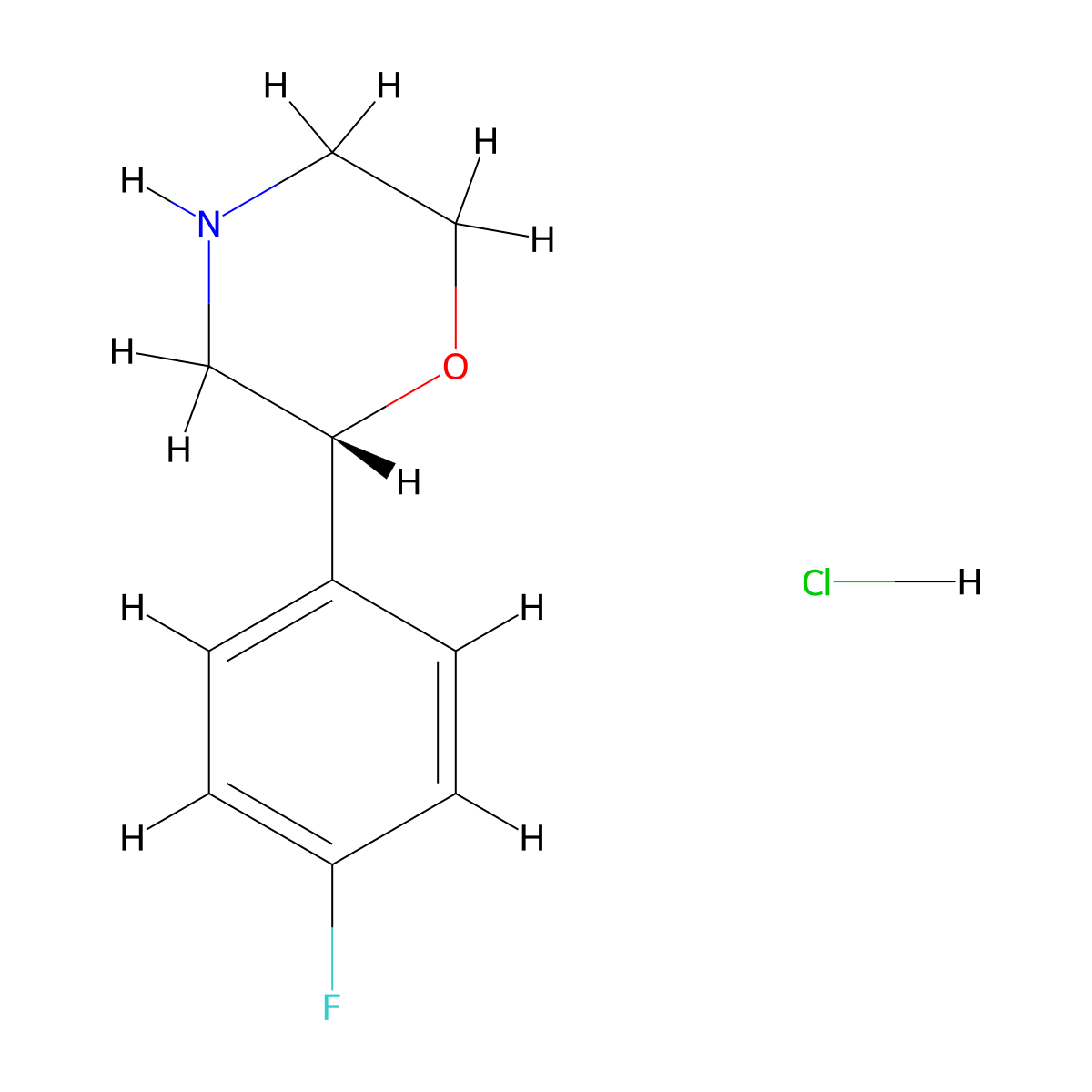 (R)-2-(4-fluorophenyl)morpholine hydrochloride molecular structure, CAS 1515949-00-4