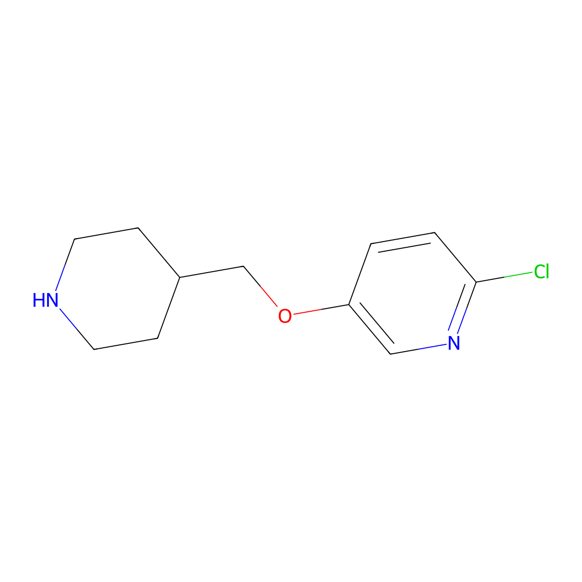 2-Chloro-5-(piperidin-4-ylmethoxy)pyridine molecular structure, CAS 1515960-91-4