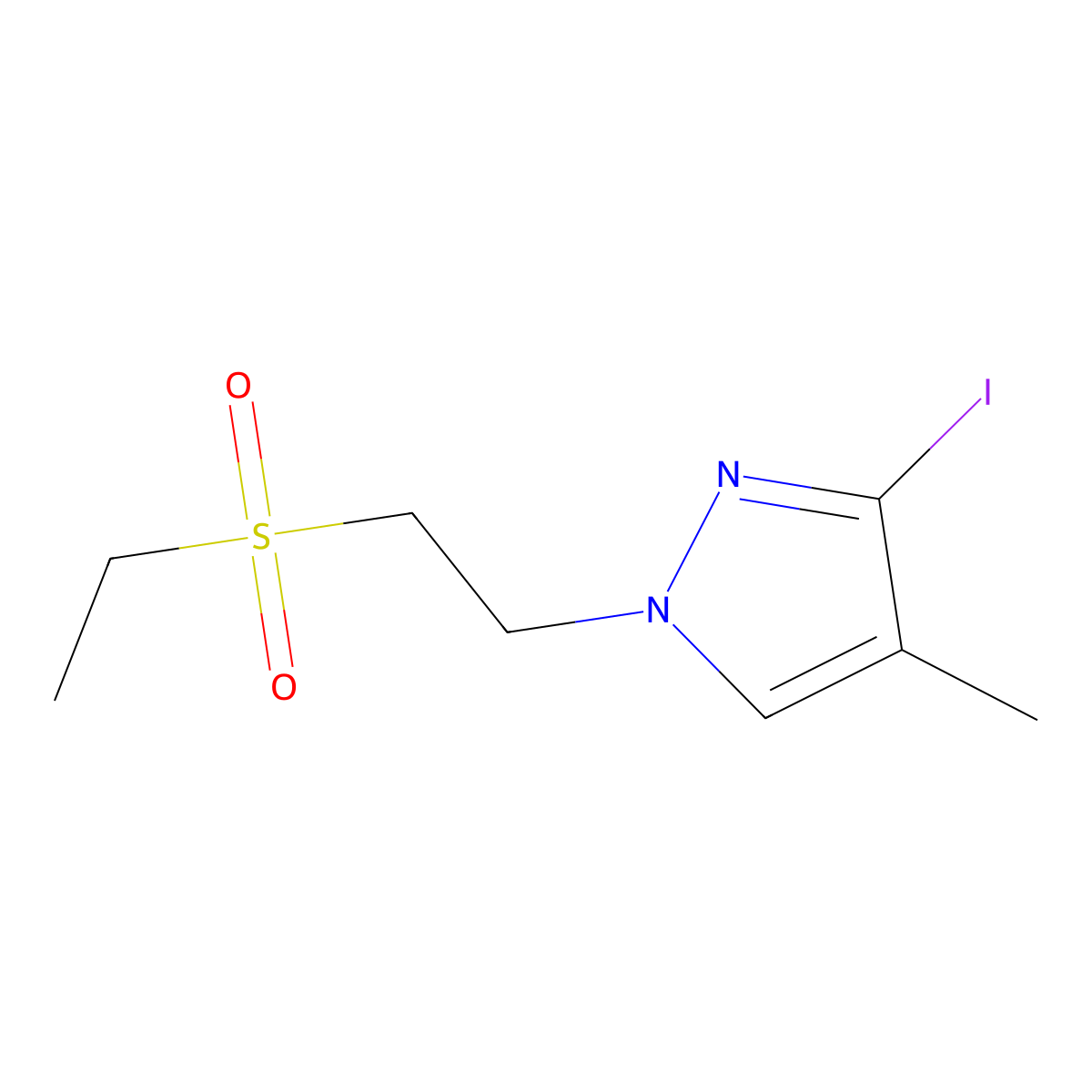 1-[2-(ethanesulfonyl)ethyl]-3-iodo-4-methyl-1H-pyrazole molecular structure, CAS 1515965-05-5
