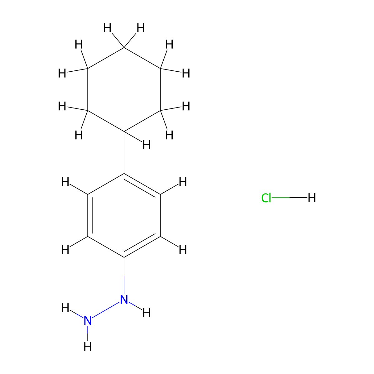 4-Cyclohexylphenylhydrazine hydrochloride molecular structure, CAS 151597-61-4