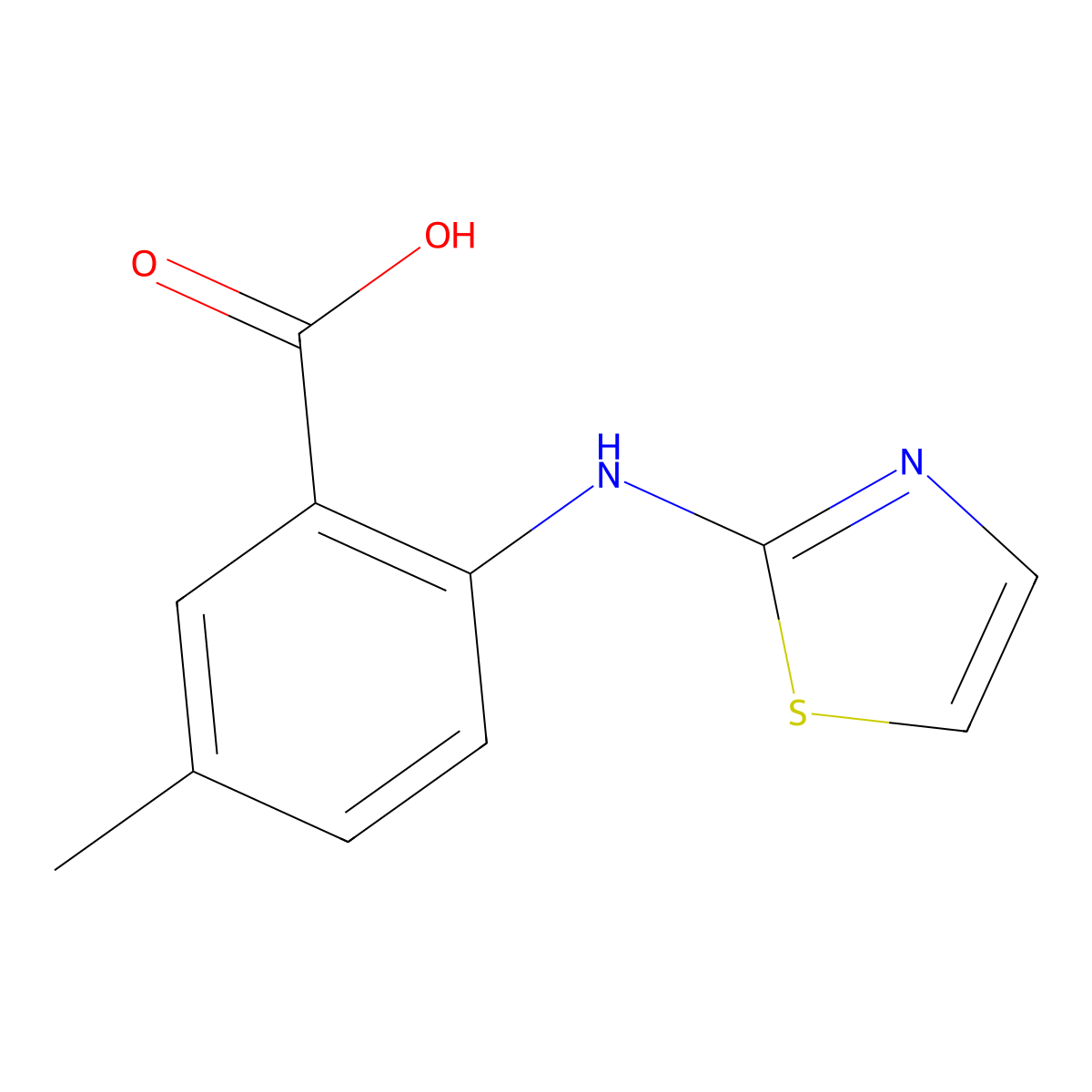 5-Methyl-2-[(1,3-thiazol-2-yl)amino]benzoic acid molecular structure, CAS 1515970-19-0