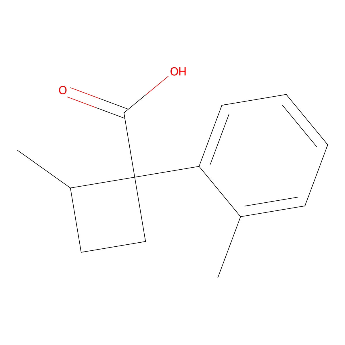 2-Methyl-1-(2-methylphenyl)cyclobutane-1-carboxylic acid molecular structure, CAS 1515981-15-3