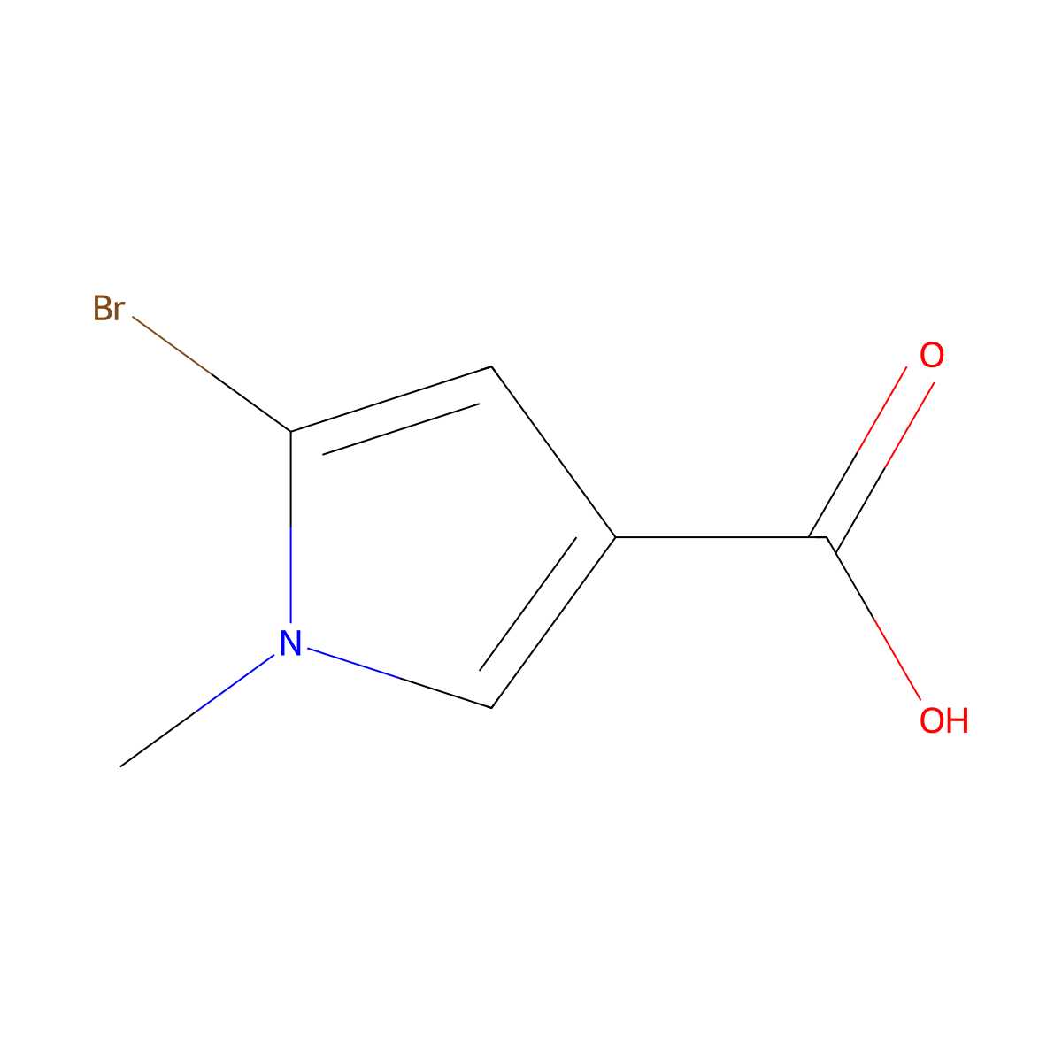 5-bromo-1-methyl-1H-pyrrole-3-carboxylic acid molecular structure, CAS 1515982-14-5