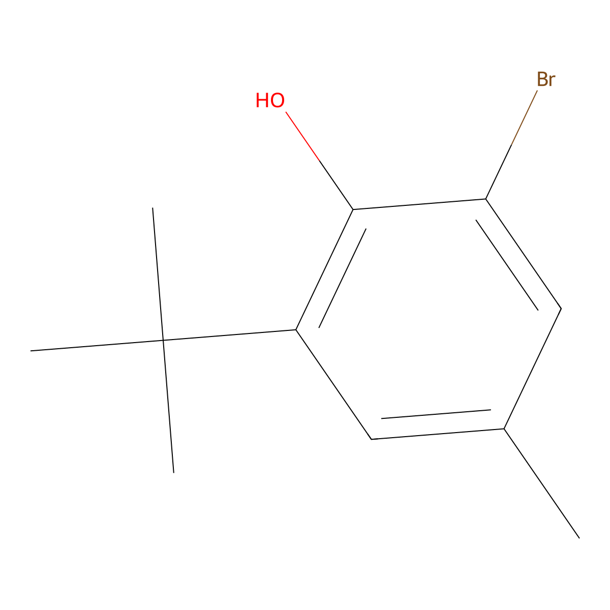 2-Bromo-4-methyl-6-tert-butylphenol molecular structure, CAS 1516-93-4