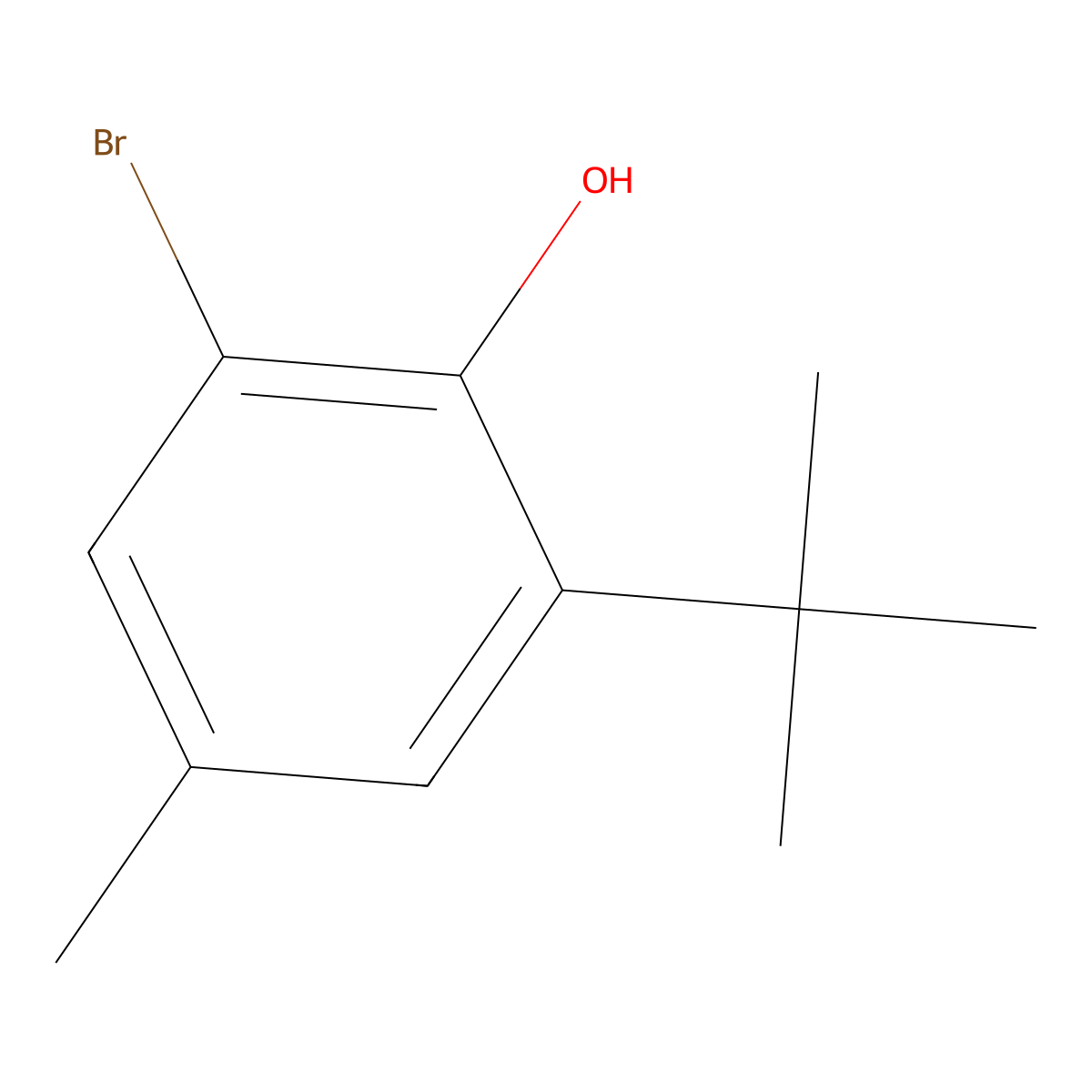 2-Bromo-4-methyl-6-tert-butylphenol molecular structure, CAS 1516-93-4