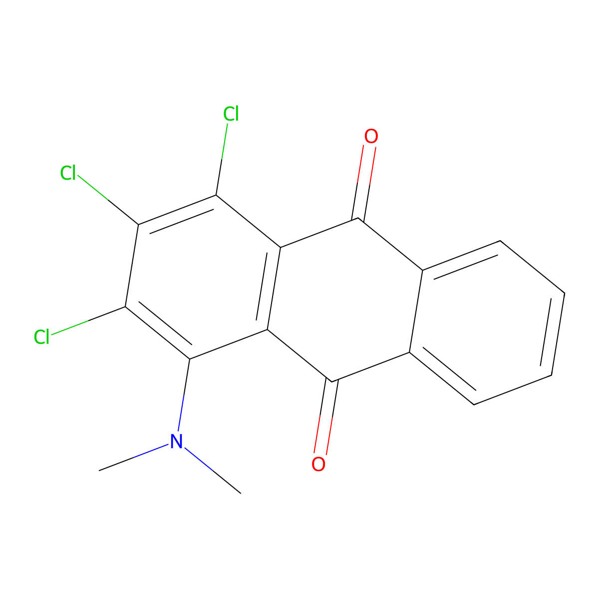 1,2,3-Trichloro-4-(dimethylamino)anthracene-9,10-dione molecular structure, CAS 15160-47-1