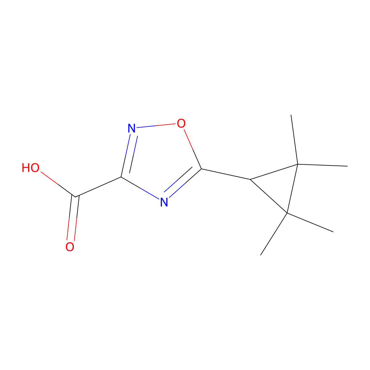 5-(2,2,3,3-Tetramethylcyclopropyl)-1,2,4-oxadiazole-3-carboxylic acid molecular structure, CAS 1516015-63-6