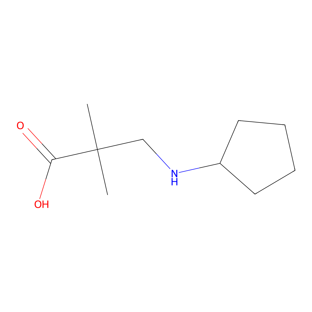3-(Cyclopentylamino)-2,2-dimethylpropanoic acid molecular structure, CAS 1516017-46-1
