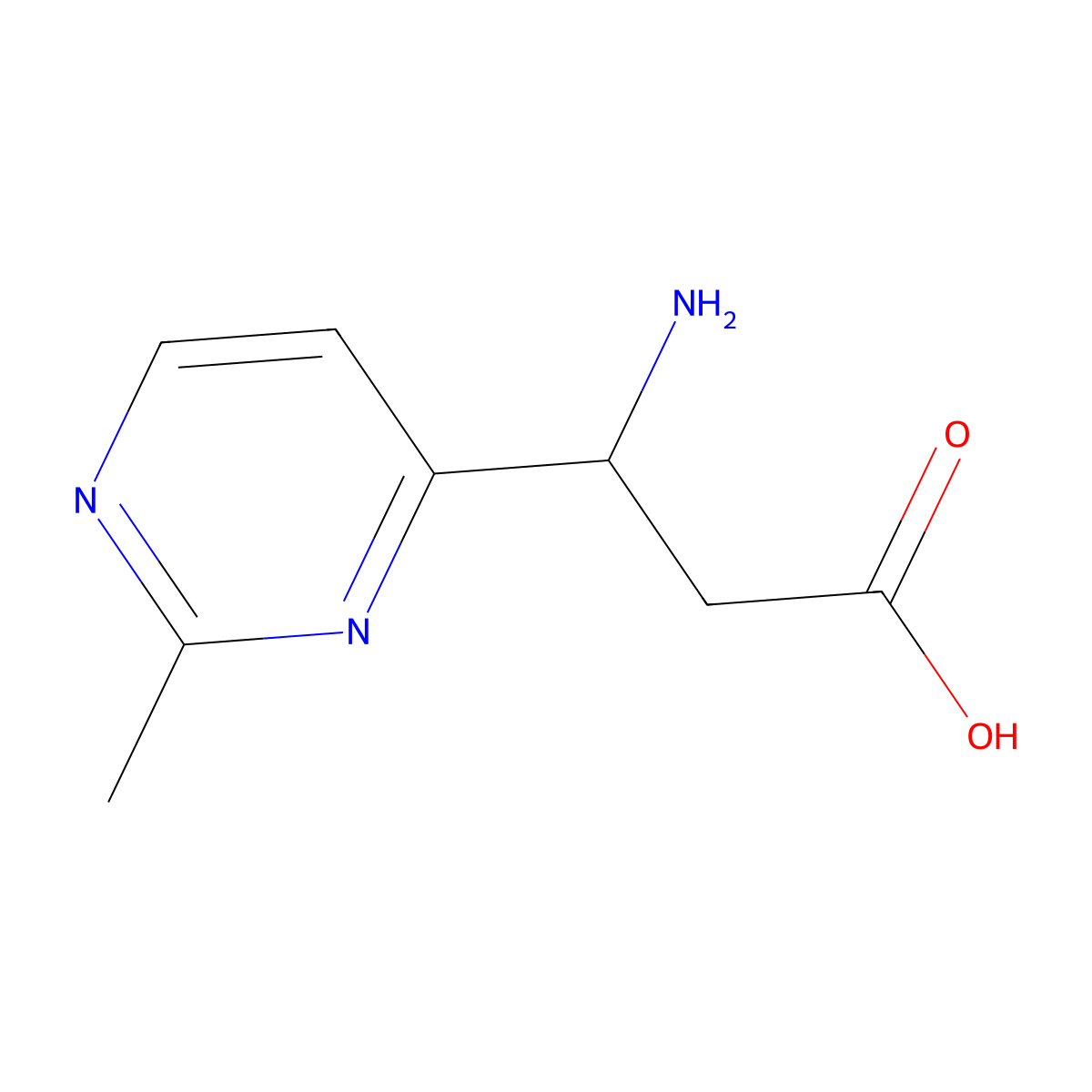 3-Amino-3-(2-methylpyrimidin-4-yl)propanoic acid molecular structure, CAS 1516026-24-6